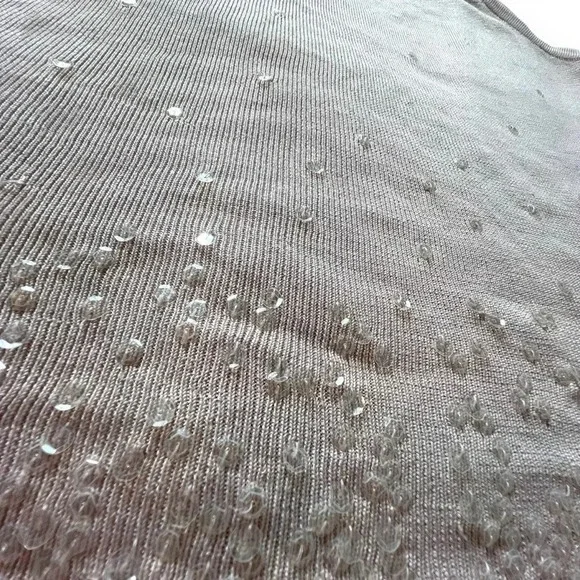 Ann Taylor 100% Silk Ivory Cream Camisole Tank with Clear Sequins Womens Large - Picture 4 of 9